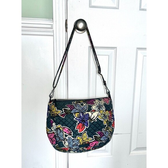 Vera Bradley Carson Shoulder Bag Crossbody Signature Cotton, Falling Flowers - Picture 2 of 13